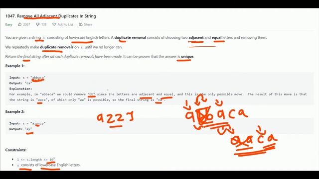 1047. Remove All Adjacent Duplicates In String | Coding Interview Questions Series смотреть онлайн