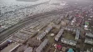 Вид потопа  в Орске с  высоты