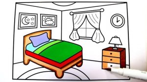 How to Draw a Bedroom Step by Step for Kids ??Bedroom Drawing | Bedroom Coloring Pages for Kids