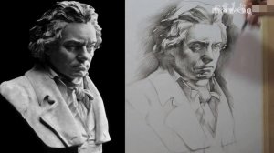 Bust of Beethoven- Realistic drawing with pencil