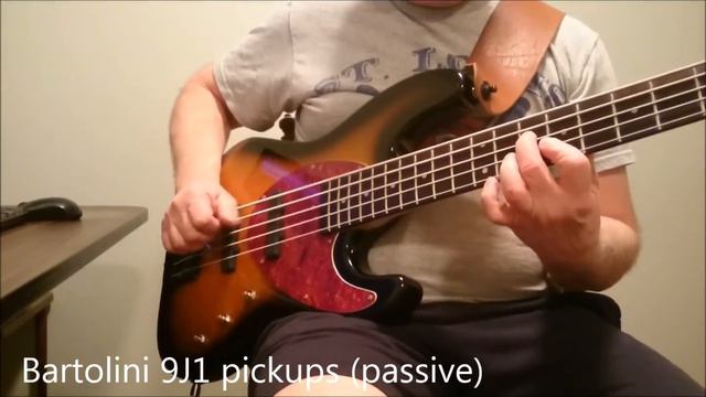 Bass pickup comparison (Bartolini 9J1) Both pickups turned all the way up. смотреть онлайн