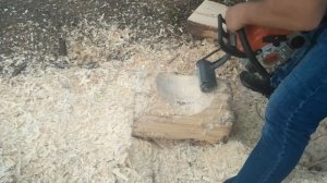 Работа насадки Кородёр на бензопиле Stihl