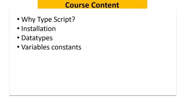 1 TS Course Overview