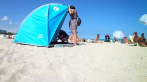 Пляж Майами Бич. Белый песок и изумрудная вода. Собрать палатку за 10 минут. Ночной Оушен Драйв