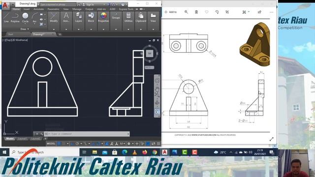AutoCAD Tutorial Latihan 19 (Line, offeset, Circle, Layers, Hatch) смотреть онлайн