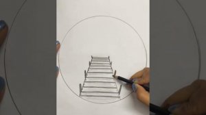 Easy Bridge on the sea landscape drawing | Easy pencil sketch | Circle Drawing