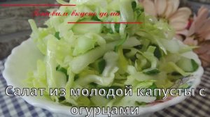 Салат из молодой капусты с огурцами