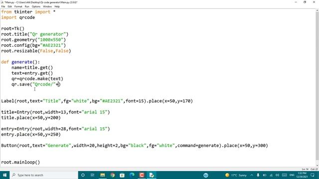 QrCode Generator | Create your Own Scan Plate using python | Gui Tkinter Project