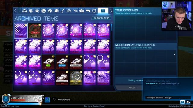FULL ROW BLIND TRADING WITH FANS IN ROCKET LEAGUE!