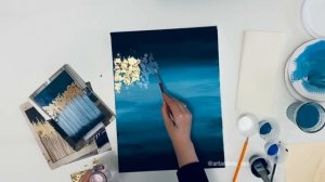 АБСТРАКТНАЯ КАРТИНА акрилом с поталью / Бесплатный видео урок по интерьерной живописи.