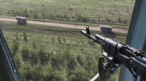 РАБОТА ВЕРТОЛЁТОВ ПОДДЕРЖКИ ВОЕННЫХ КОЛОНН