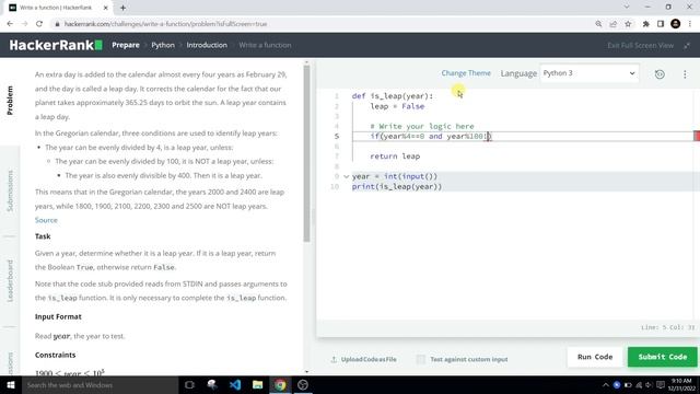Write a function Leap Year | HackerRank Solution | Python | Easy | Introduction | Hindi