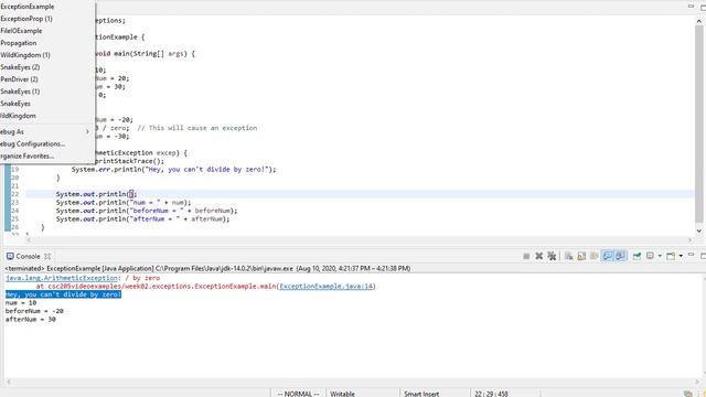 Exceptions in Java (Example 1) смотреть онлайн