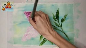 Как нарисовать ветку сирени просто красками, гуашью. Правополушарное рисование.