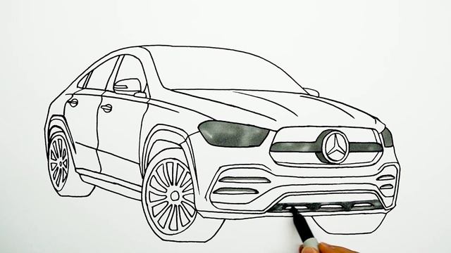How to draw a car - Mercedes-Benz GLE Coupe - Step by step смотреть онлайн
