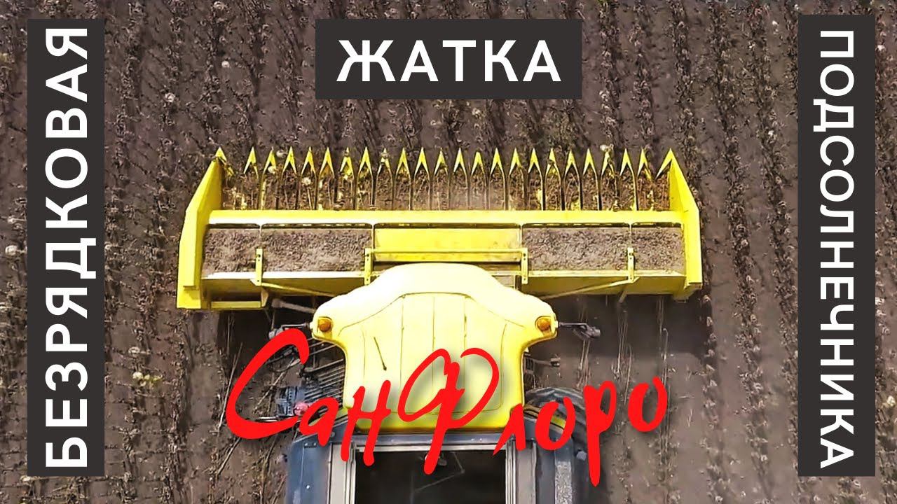 ШОК! Безрядковая Жатка СанФлоро уничтожает подсолнечник. смотреть онлайн
