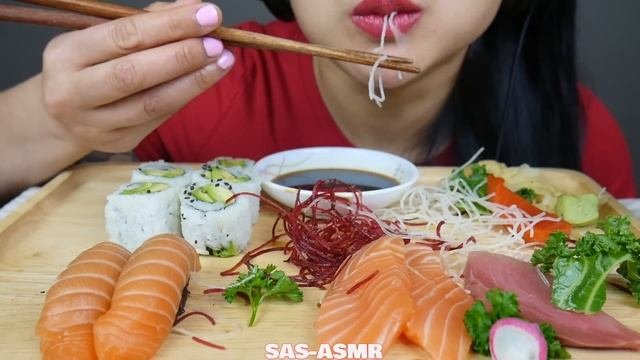 ASMR SUSHI SASHIMI PLATTER (EATING SOUNDS) NO TALKING | SAS-ASMR