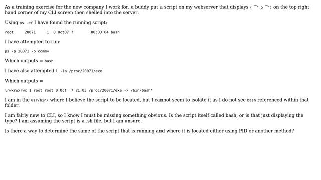 Unix & Linux: Finding file name/location of bash script running on server using PID смотреть онлайн