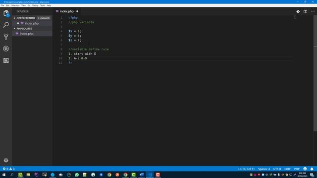 PHP Tutorial A-Z Bangla - Variable in PHP 3.1