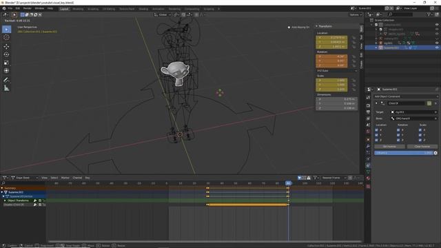 Хватаем и кидаем предмет персонажем | Child of и Visual keys | Blender tutorial