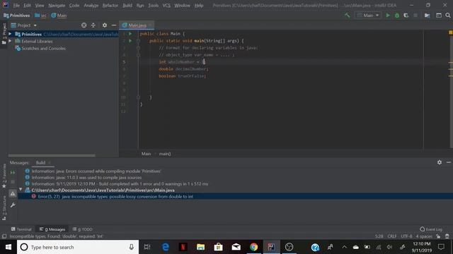 Primitive Types Intro Java смотреть онлайн