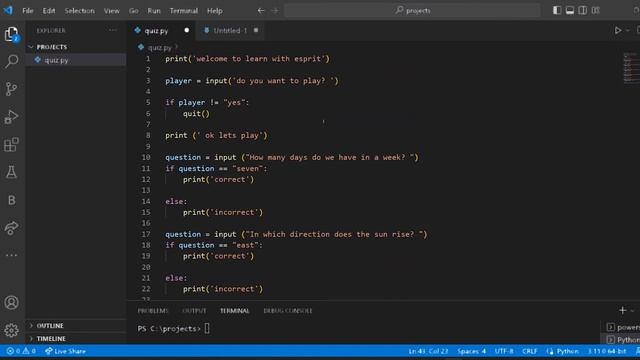 Mini project using python | Quiz game | Tamil | Learn with Esprit