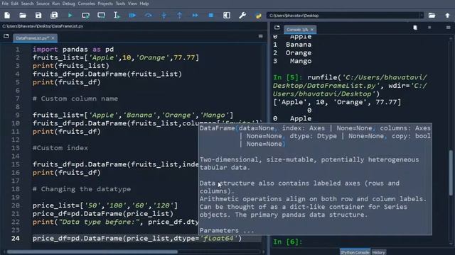 62. Create Pandas DataFrame from Python List || DataFrame from List using Constructor & Change dtyp смотреть онлайн