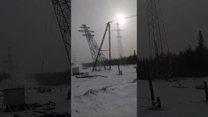 установка опоры методом падающей стрелы 65 м - 45 т