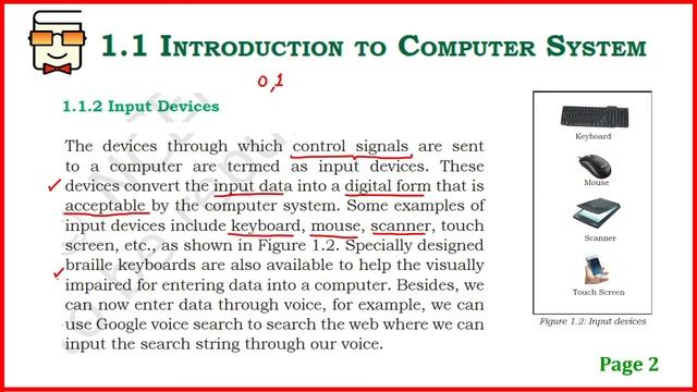Input Devices: NCERT Class XI Computer Science with Python - Chapter 1, Section 1.1.2