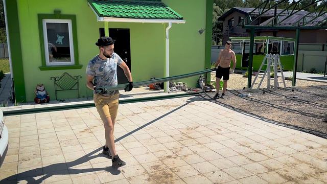 Навес на две машины из поликарбоната 6х8 Спецкаркас
