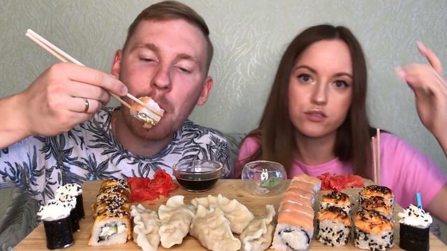 МУКБАНГ РОЛЛЫ | ДАМПЛИНГИ С КРЕВЕТКАМИ | MUKBANG ROLLS dumpling with shrimp