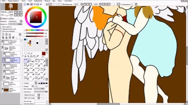 SpeedArt Девушка и ангел. Рисунок SAI.