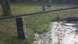 Аэрация воды в пруду для карпов зимой. Пруд для карпов.