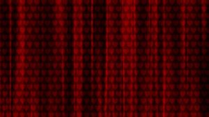 Шторы с рисунком сердец на ткани. Красные кулисы. Оформление на модные советы. Анимация в 4K.