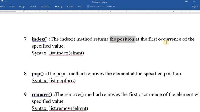 34. Python - List methods