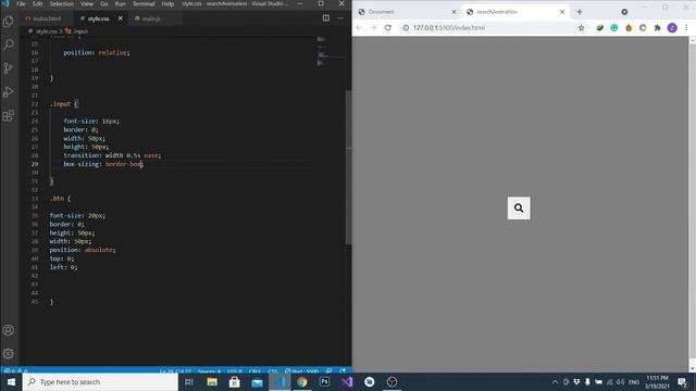 Animation Search Button | HTML,CSS and JAVASCRIPT