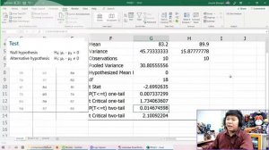 การทดสอบสมมติฐาน t-test และ paired test โดยใช้โปรแกรม Excel และ Minitab 19