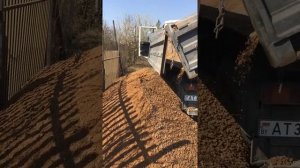 Маз самосвал. Выгрузка на бок. Доставка песка