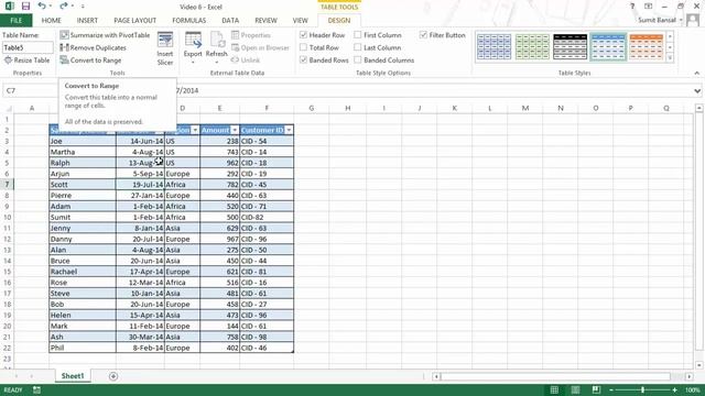 [FREE EXCEL COURSE] Lesson 6  - Excel Tables Overview