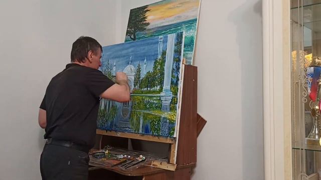 Чеченская живопись 2-этап, мечеть имени, Пророка Мухаммада (ﷺ) в Шалях!