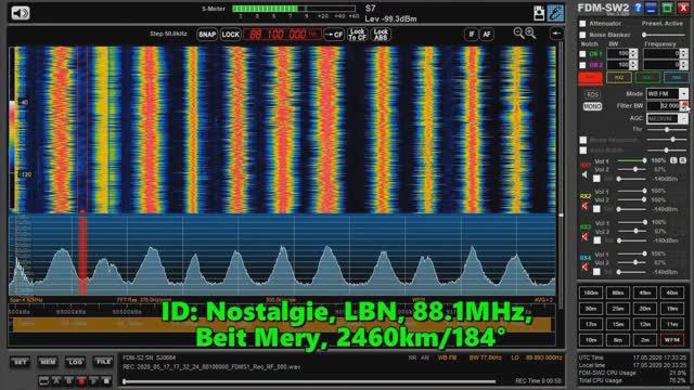 17.05.2020 17:32UTC, [Es], Nostalgie, Ливан, 88.1МГц, 2460км