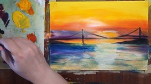 Как легко нарисовать закат. Как нарисовать пейзаж гуашью. Как нарисовать море. Нарисуем лето.