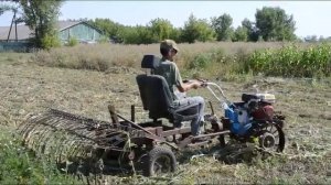 Нева МБ-23! Самодельные грабли и адаптер в работе,первые шаги!