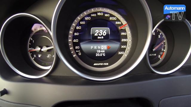 Mercedes C63 AMG Coupé 6.2 V8 - 0-258 km/h acceleration (60FPS) смотреть онлайн