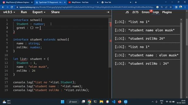 Interface Inheritance in TypeScript | Single inheritance & Multiple Inheritance