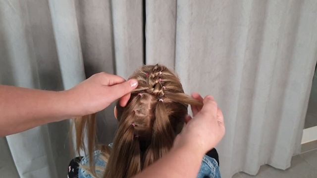 Объёмная коса на резинках ☘️ коса ирокез ☘️ пышное плетение ☘️ причёска в школу