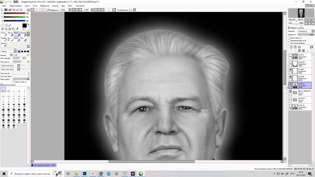 Как красиво прорисовать волосы в ретуши портрета на памятник. смотреть онлайн