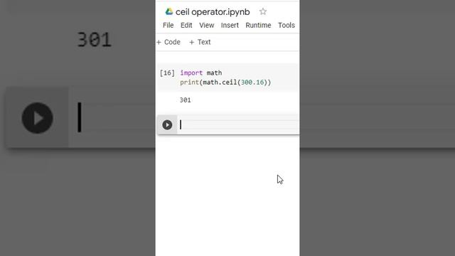 Ceil function in Python #pythontutorial #python #shortvideo