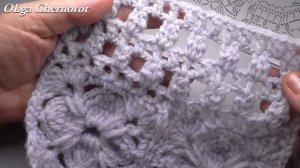 Ажурная вставка крючком и треугольник для кофты из квадратов.