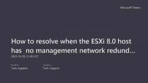 How to resolve when the ESXi 8 has no management network redundancy? Add a NIC to vSwitch in VC 8.0